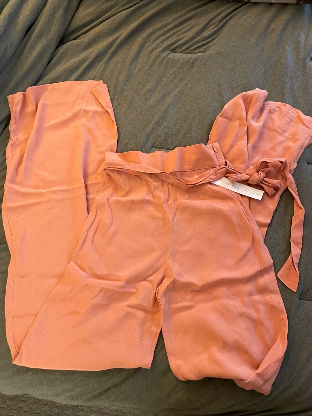 Flynn Skye Peach Wide-Leg Jumpsuit with Tie Waist - Picture 9 of 10